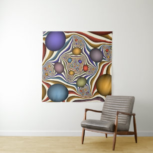 Flying Up, Colourful Modern Abstract Fractal Art Tapestry
