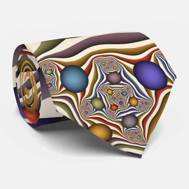 Flying Up Colourful Modern Abstract Fractal Art Tie (Rolled)
