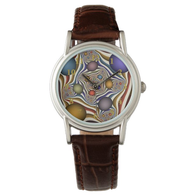 Flying Up Colourful Modern Abstract Fractal Art Watch (Front)