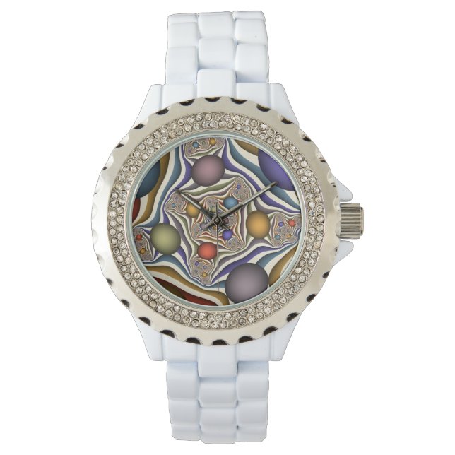 Flying Up Colourful Modern Abstract Fractal Art Watch (Front)