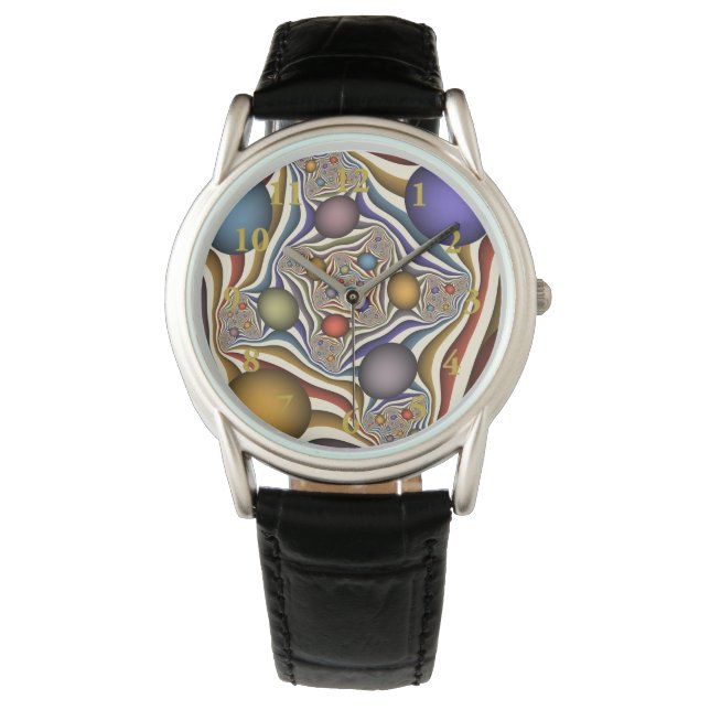 Flying Up Colourful Modern Abstract Fractal Art Watch (Front)
