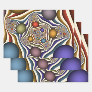 Flying Up, Colourful, Modern, Abstract Fractal Art Wrapping Paper Sheet
