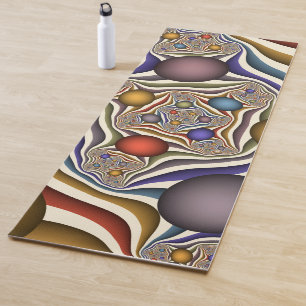 Flying Up, Colourful Modern Abstract Fractal Art Yoga Mat