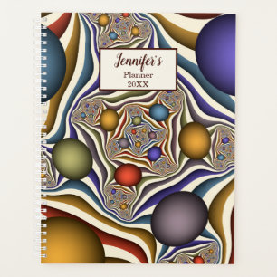 Flying Up, Colourful Modern Abstract Fractal Name Planner