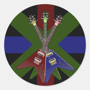 Flying V Guitar Shredder Classic Round Sticker