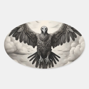 flying vulture cloud background oval sticker