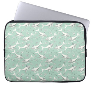 Flying Whale Birthday Party Pattern Laptop Sleeve