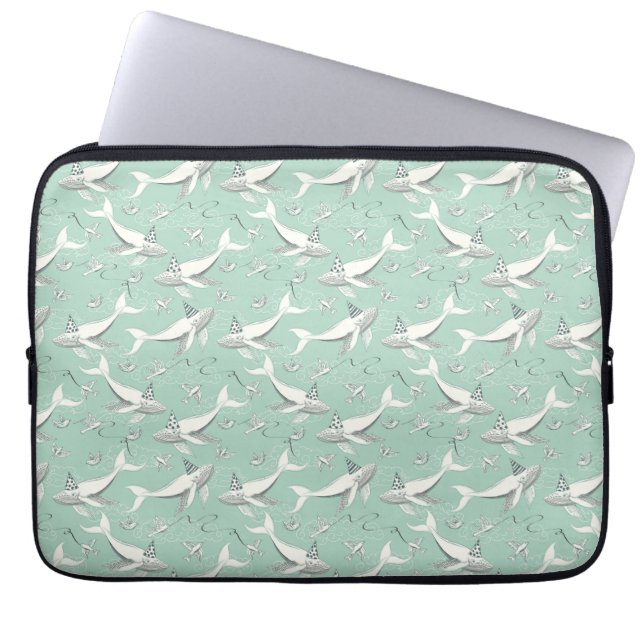 Flying Whale Birthday Party Pattern Laptop Sleeve (Front)