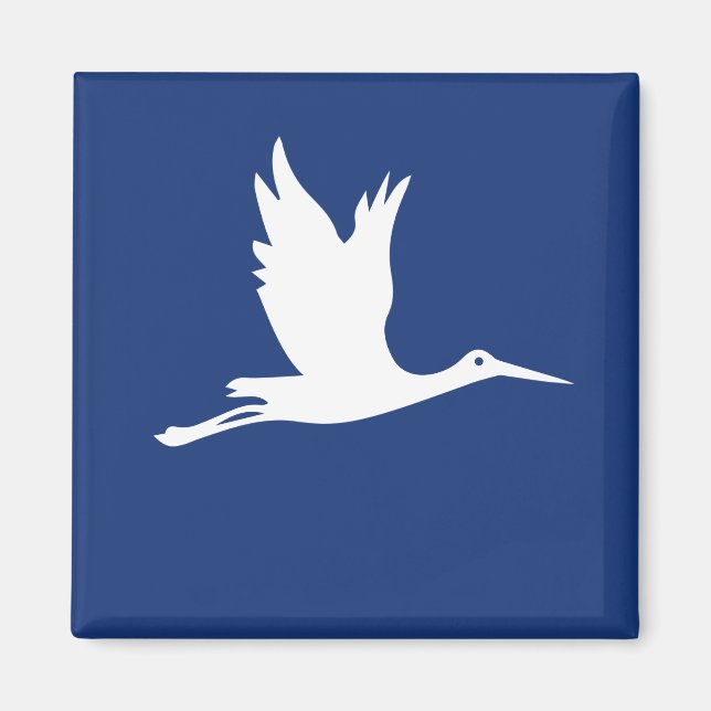 Flying white stork magnet (Front)