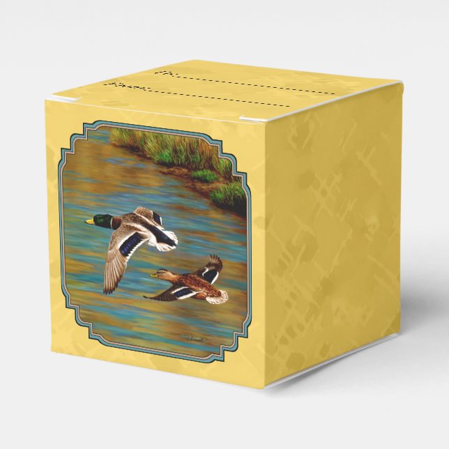 Flying Wild Ducks Yellow Favour Box (Front Side)