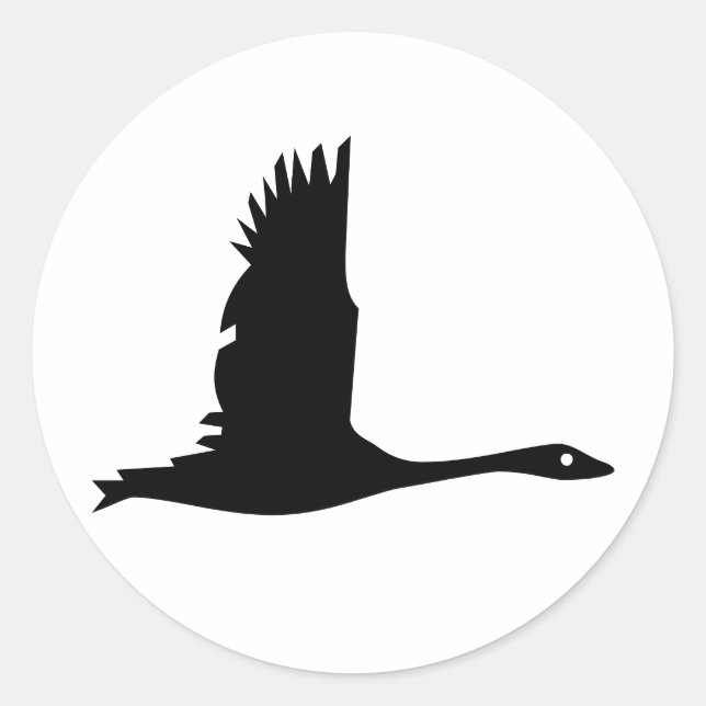Flying Wild Goose Silhouette - Round Sticker (Front)