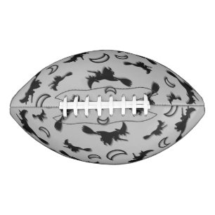 Flying witch among half moon at Halloween night 3D American Football