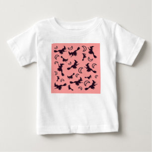 Flying witch among half moon at Halloween night 3D Baby T-Shirt