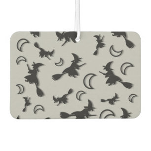 Flying witch among half moon at Halloween night 3D Car Air Freshener