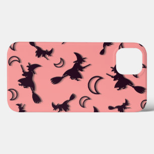Flying witch among half moon at Halloween night 3D iPhone 13 Case