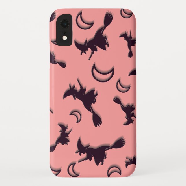 Flying witch among half moon at Halloween night 3D Case-Mate iPhone Case (Back)