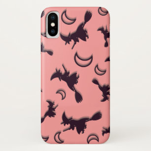 Flying witch among half moon at Halloween night 3D iPhone X Case
