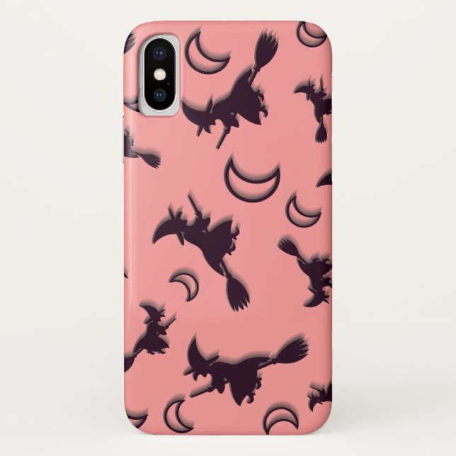 Flying witch among half moon at Halloween night 3D Case-Mate iPhone Case (Back)