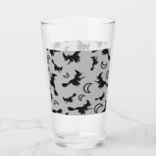 Flying witch among half moon at Halloween night 3D Glass