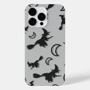 Flying witch among half moon at Halloween night 3D iPhone 14 Pro Max Case
