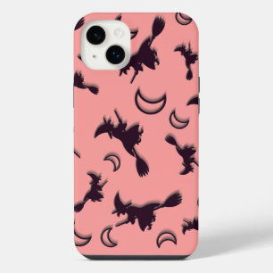 Flying witch among half moon at Halloween night 3D iPhone 14 Plus Case