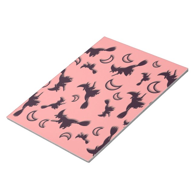 Flying witch among half moon at Halloween night 3D Notepad (Angled)