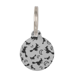 Flying witch among half moon at Halloween night 3D Pet Tag