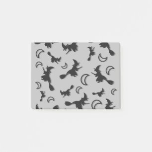 Flying witch among half moon at Halloween night 3D Post-it Notes