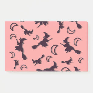 Flying witch among half moon at Halloween night 3D Post-it Notes