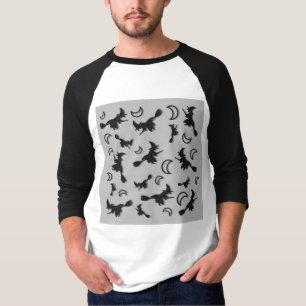 Flying witch among half moon at Halloween night 3D T-Shirt