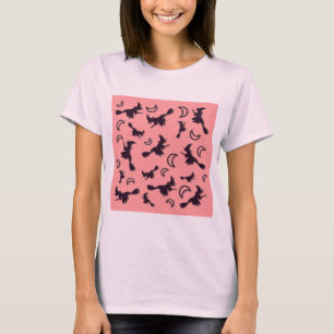 Flying witch among half moon at Halloween night 3D T-Shirt
