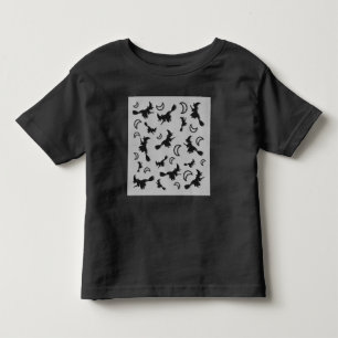 Flying witch among half moon at Halloween night 3D Toddler T-Shirt
