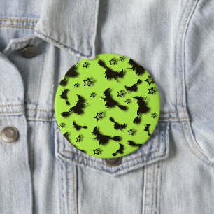 Flying witch among stars at Halloween night 3D 10 Cm Round Badge