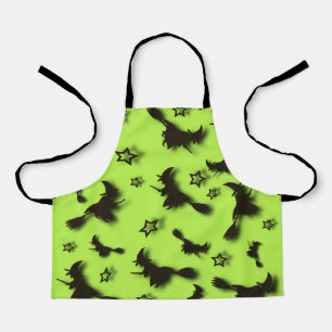 Flying witch among stars at Halloween night 3D Apron