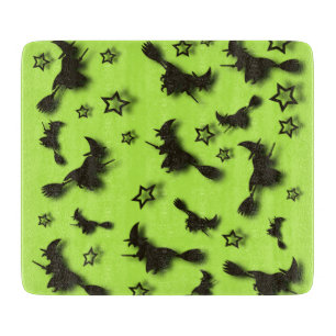 Flying witch among stars at Halloween night 3D  Cutting Board