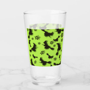 Flying witch among stars at Halloween night 3D Glass
