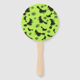 Flying witch among stars at Halloween night 3D  Hand Fan