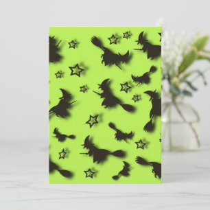 Flying witch among stars at Halloween night 3D  Holiday Card