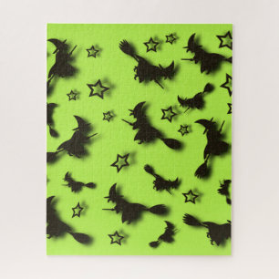 Flying witch among stars at Halloween night 3D  Jigsaw Puzzle