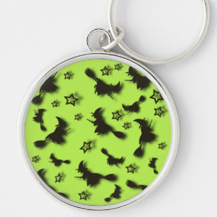 Flying witch among stars at Halloween night 3D  Key Ring