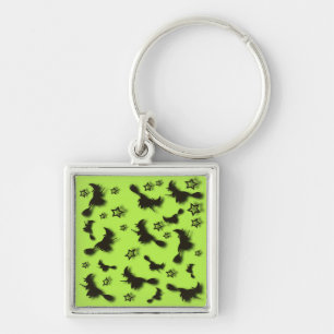Flying witch among stars at Halloween night 3D Key Ring