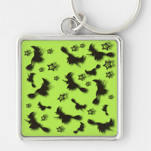 Flying witch among stars at Halloween night 3D Key Ring