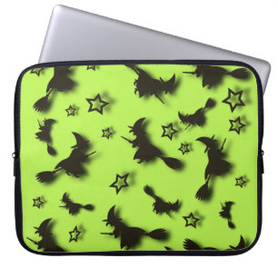 Flying witch among stars at Halloween night 3D  Laptop Sleeve