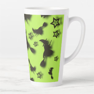 Flying witch among stars at Halloween night 3D Latte Mug