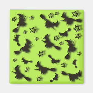 Flying witch among stars at Halloween night 3D Magnet