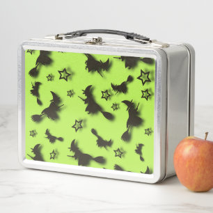 Flying witch among stars at Halloween night 3D Metal Lunch Box