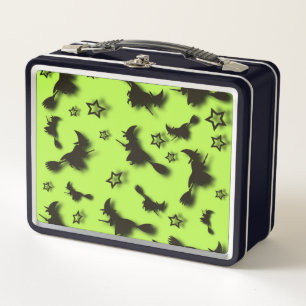 Flying witch among stars at Halloween night 3D  Metal Lunch Box