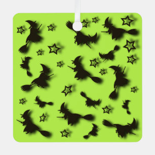 Flying witch among stars at Halloween night 3D Metal Tree Decoration