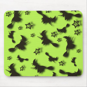 Flying witch among stars at Halloween night 3D Mouse Mat