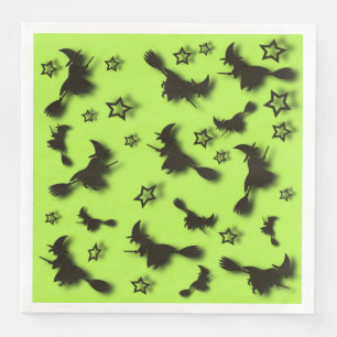 Flying witch among stars at Halloween night 3D Napkin